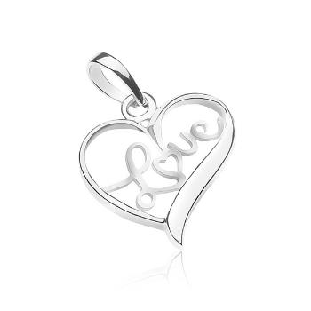 Prívesok zo striebra 925 - nápis LOVE vo vnútri srdca