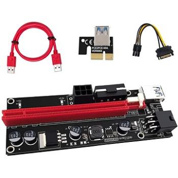 PCIe Riser x1 to x16 card (6-pin,MOLEX,SATA) ver.009 - přímá (43499163425)