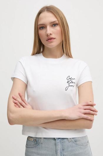 Bavlněné tričko Calvin Klein Jeans bílá barva, J20J224984