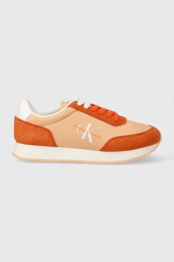 Sneakers boty Calvin Klein Jeans RETRO RUNNER LOW LACE NY ML oranžová barva, YW0YW01326