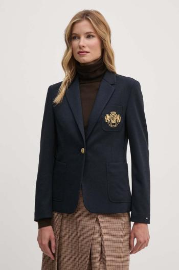 Blazer s příměsí vlny Tommy Hilfiger tmavomodrá barva, WW0WW42997