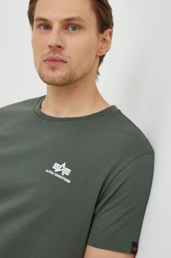 Bavlněné tričko Alpha Industries Basic T Small Logo zelená barva, 188505.142