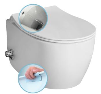 ISVEA SENTIMENTI CLEANWASH závěsná WC mísa, integrovaný ventil a bidet. sprška, Rimless, 36x51cm, bílá 10ARS1010