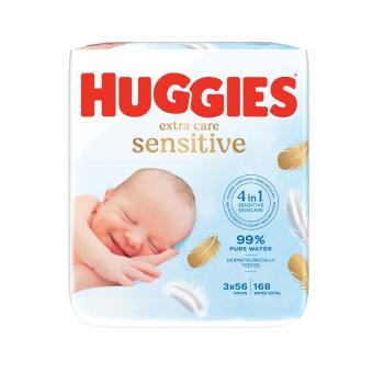 Huggies Extra Care Sensitive vlhčené ubrousky 3x56 ks