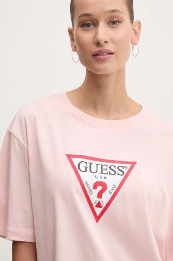 Bavlněné tričko Guess Jeans růžová barva, W4YI76 K8HM0