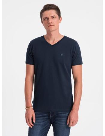 Pánské tričko V-NECK s elastanem V2 OM-TSCT-0106 tmavě modré 