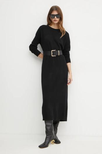 Vlněné šaty Liu Jo černá barva, maxi, oversize, WF4533 MS009