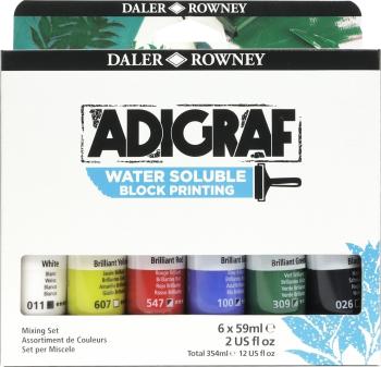 Daler Rowney Adigraf Block Printing Water Soluble Colour Barva na linoryt 6 x 59 ml