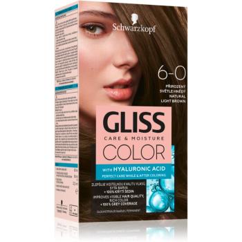 Schwarzkopf Gliss Color permanentní barva na vlasy odstín 6-0 Přirozený světle hnědý 2x60 ml