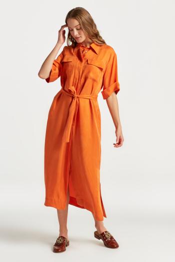 ŠATY GANT REL SS FLAP POCKET SHIRT DRESS PUMPKIN ORANGE