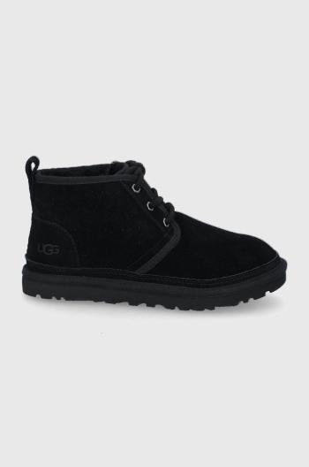 Semišové boty UGG Neumel dámské, černá barva, na plochém podpatku, zateplené, 1094269.BLK-BLK