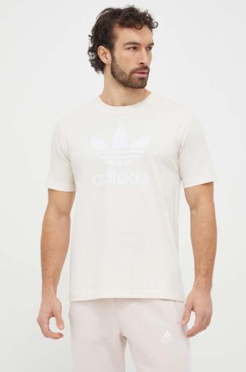 Bavlněné tričko adidas Originals Trefoil béžová barva, s potiskem, IU2367