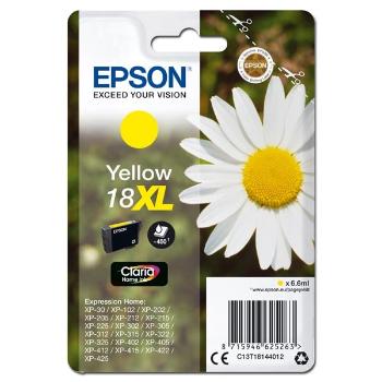 Epson originál ink C13T18144012, T181440, 18XL, yellow, 6,6ml, Epson Expression Home XP-102, XP-402, XP-405, XP-302, žltá