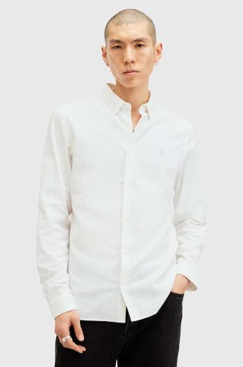 Bavlněná košile AllSaints LOVELL LS SHIRT bílá barva, slim, s klasickým límcem, M152SB