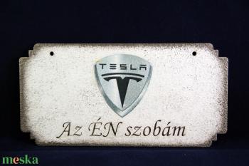 TESLA  emblémás -  ÉN SZOBÁM tábla ( 20 x 10 cm )#2