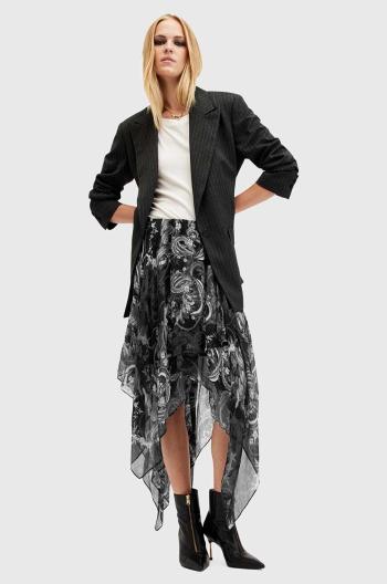 Sukně AllSaints POLLY SKIRT černá barva, midi, áčková, W011RB