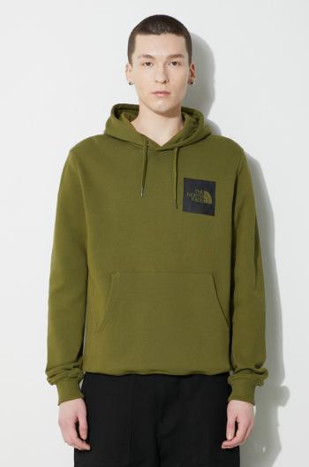 Bavlnená mikina The North Face M Fine Hoodie pánska, zelená farba, s kapucňou, s potlačou, NF0A5ICXPIB1