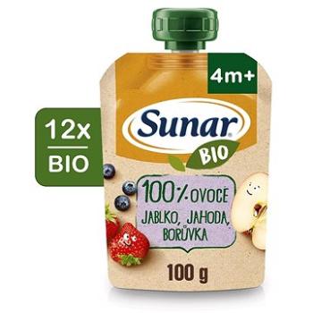 Sunar BIO ovocná kapsička jablko, jahoda, borůvka 12× 100 g (8592084416027)