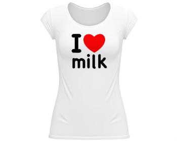 Dámské tričko velký výstřih I Love milk