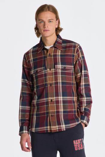 KOŠILE GANT HEAVY TWILL CHECK OVERSHIRT RED SHADOW