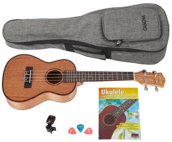 Cascha HH 2036 Concert Mahogany Ukulele Bundle