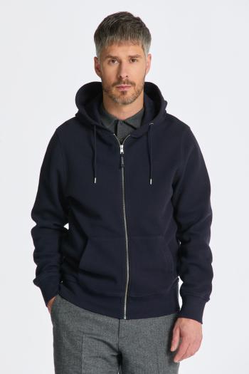 MIKINA GANT WAFFLE TEXTURE ZIP HOODIE EVENING BLUE