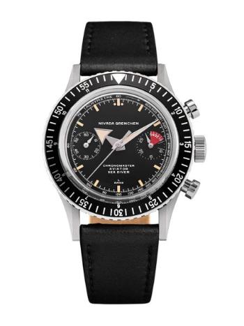 Nivada Grenchen Chronomaster Broad Arrow - Inter. Bezel - Manual - Black Leather