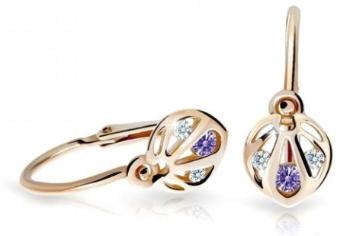 Cutie Jewellery Slušivé dětské náušnice z růžového zlata C2265-10-X-4 fialová