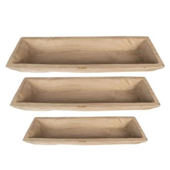 Set 3ks servírovací dřevěná mísa/podnos - 70*20*9 / 66*15*7 / 61*11*6 cm 5H0559CH