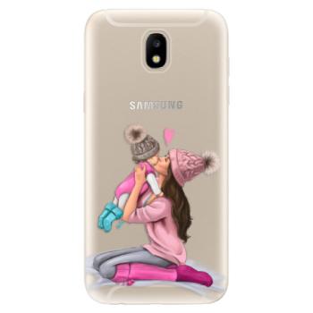 Odolné silikonové pouzdro iSaprio - Kissing Mom - Brunette and Girl - Samsung Galaxy J5 2017