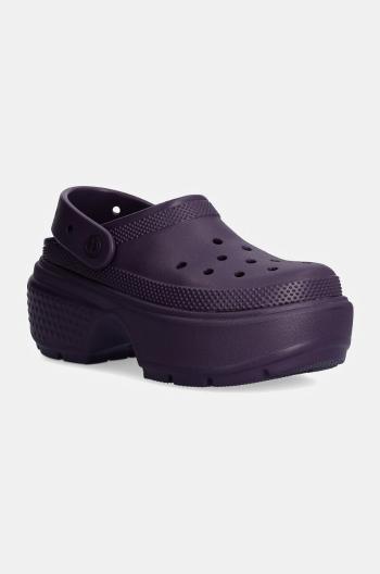 Pantofle Crocs Stomp Clog dámské, fialová barva, na platformě, 209347