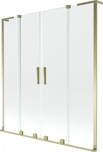 MEXEN/S Velar L Duo dvoukřídlá posuvná vanová zástěna 150 x 150 cm, transparent, zlatá 896-150-003-02-50