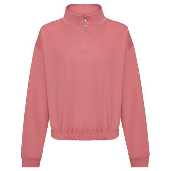 Just Hoods Dámská crop top mikina s krátkým zipem - Dusty rose | XL