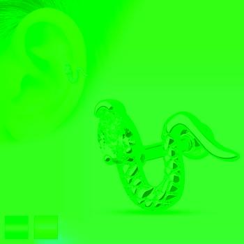 Piercing do ucha z chirurgickej ocele - zvlnený had s trojuholníkovým zirkónom - Farba piercing: Strieborná