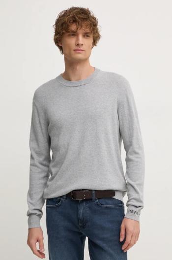 Svetr z vlněné směsi Pepe Jeans NEW ANDRE CREW NECK pánský, šedá barva, lehký, PM702469