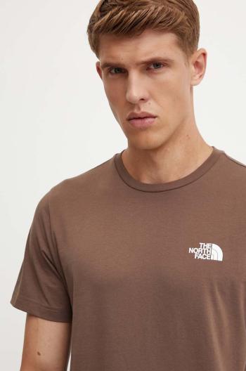 Tričko The North Face S/S Simple Dome Tee hnědá barva, s potiskem, NF0A87NG1OI1