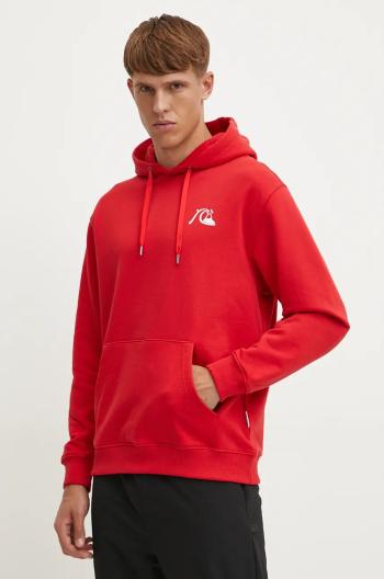 Mikina Quiksilver Dna Bubble Logo Hoodie pánská, červená barva, s kapucí, s potiskem, AQYFT03372