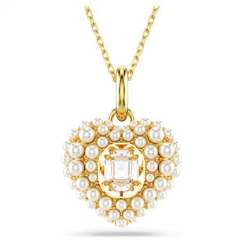 Swarovski Pozlacený náhrdelník Srdce s perlami Idyllia 5680399