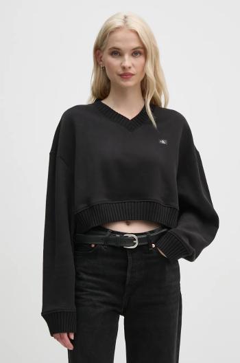 Bavlněná mikina Calvin Klein Jeans dámská, černá barva, hladká, J20J224651