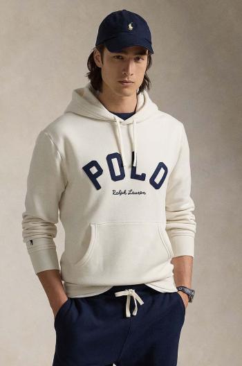 Mikina Polo Ralph Lauren pánská, béžová barva, s kapucí, s potiskem, 710952040