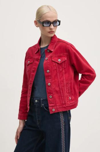 Džínová bunda Pepe Jeans REGULAR JACKET dámská, červená barva, přechodná, PL402432YH3