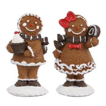 Hnědá vánoční dekorace 2ks Perníček Gingerbread - 2*2*5 / 2*2*5 cm 6PR4306