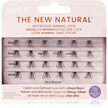 KISS The New Natural Effortless Minimal Look trsové nalepovací řasy bez uzlíku Trio 01 24 ks