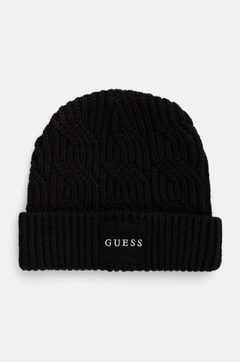 Čepice z vlněné směsi Guess CABLE BEANIE černá barva, z husté pleteniny, M4BZ10.Z3HD1