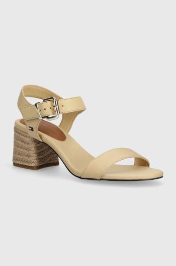 Sandály Tommy Hilfiger BLOCK MID HEEL SANDAL béžová barva, FW0FW08075