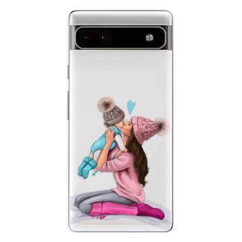 Odolné silikonové pouzdro iSaprio - Kissing Mom - Brunette and Boy - Google Pixel 6a 5G