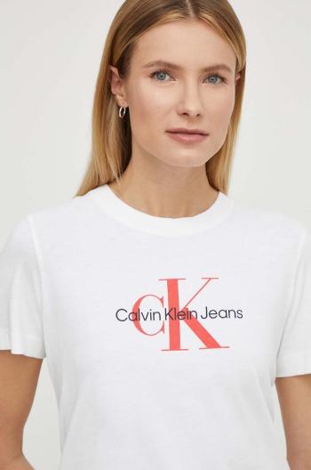 Bavlněné tričko Calvin Klein Jeans bílá barva, J20J223272