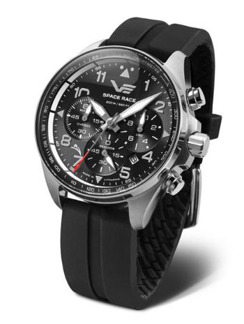 Vostok Europe Space Race Chrono Line 6S20-325A741S - Černý silikonový řemínek