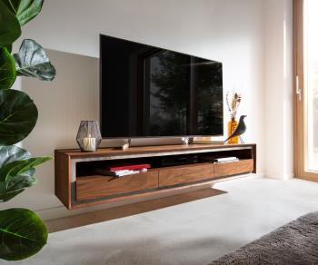 TV stolek Stonegrace 175 cm akácie hnědá kamenná dýha 3 zásuvky
