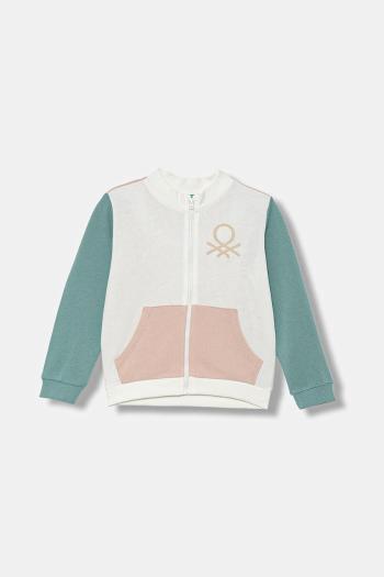 Detská bavlnená mikina United Colors of Benetton biela farba, vzorovaná, 3J70G503U